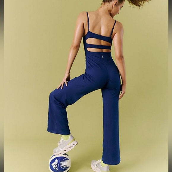 NWT Free People Up At Night One-piece Jumpsuit, blue Sz Med - Picture 2 of 10